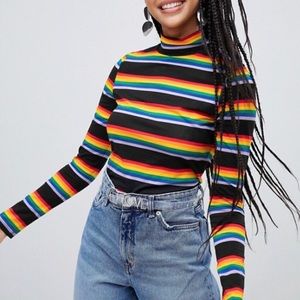 NWT MONKI rainbow long-sleeve top